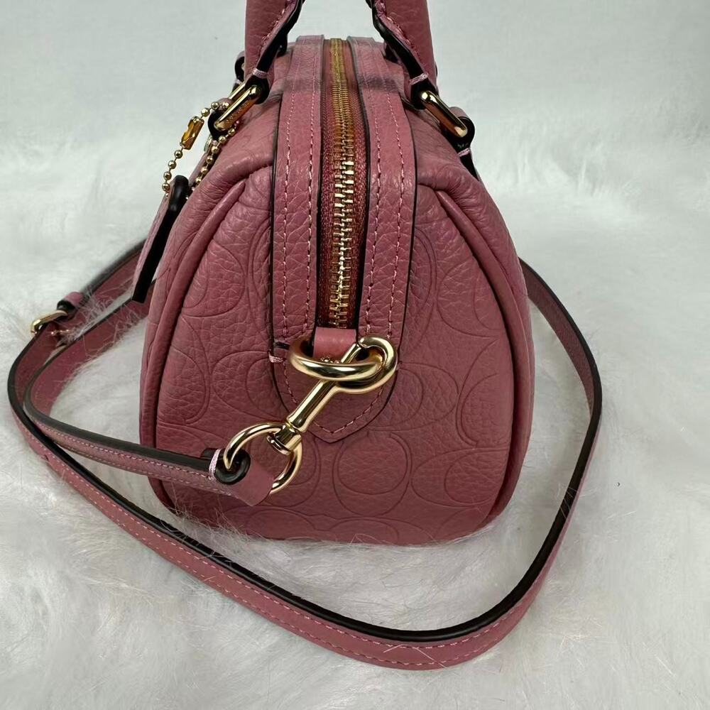 Coach Mini Rowan Crossbody Bag Signature Leather CCF28 Pebbled Leather/Peony NWT - Picture 3 of 8